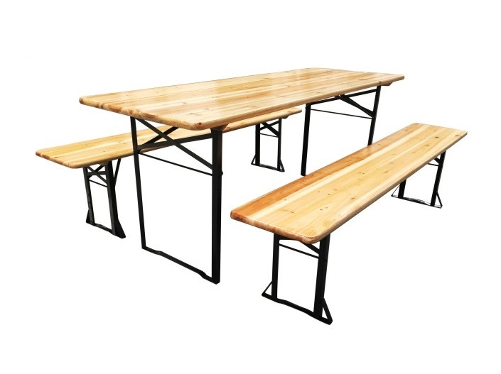 Hotsale outdoor solid wood folding picnic table and bench with Backrest